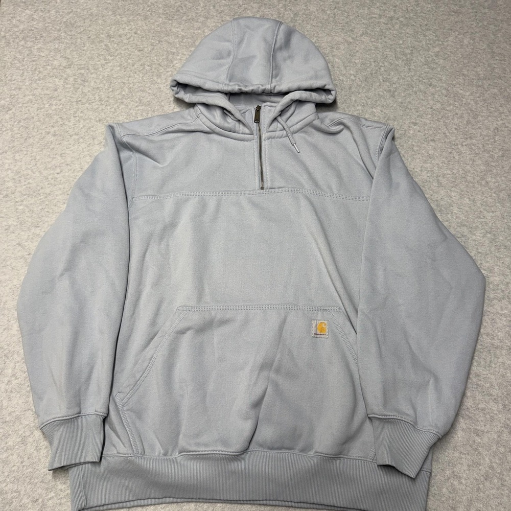 Carhartt Hoodie Mens XL Blue Rain Defender Paxton 1/4 Zip Fleece Pullover Work